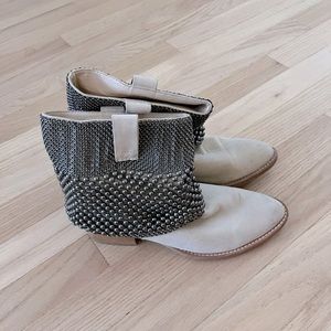 Jeffrey Campbell cowboy booties with ball chain mesh detail